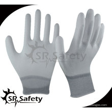 SRSAFETY calibre 13 branco nylon / poliéster PU revestido mão trabalho luvas trabalho de segurança